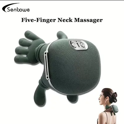 Produktbild von Schulter und Nackenmassagegerät, tragbares beheiztes Massagegerät, Rückenmassagegerät, 4D-Knetmassagegerät, simuliert eine echte Handfläche zur