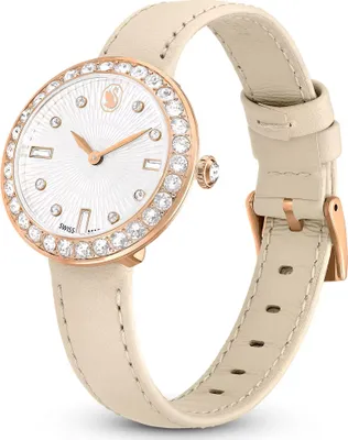 Produktbild von Swarovski Certa Uhr, Schweizer Produktion, Lederarmband, Beige, Roségoldfarbenes Finish CERTA:LS ROS//PRO 5672968