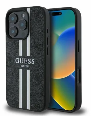 Immagine prodotto di Guess Guhmp16Lp4Rpsk Custodia rigida per Iphone 16 Pro 6.3 Czarny/Nero 4G a righe stampate Magsafe