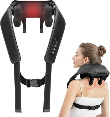 Produktbild von Nackenmassagegerät mit Wärme & Shiatsu Massage – Elektrischer Nacken Schulter Massager, 4D Knetmassage, tragbar für Zuhause, Büro