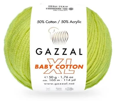 Obrázek produktu pro Gazzal Baby Bavlna XL 3457, příze pro pletení a háčkování, 50 g, 105 m, barva: pistáciová