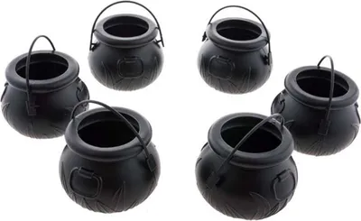 Produktbild von 6 Stück Mini-Hexenkessel 7 cm Ø Halloween-Dekoration
