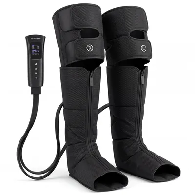 Productafbeelding van COSTWAY Beinmassageapparaat met warmte en compressie, voetmassageapparaat met 4 luchtkamers, 6 modi, 3 intensiteiten, 3 warmtestanden, druksensoren en afstandsbediening