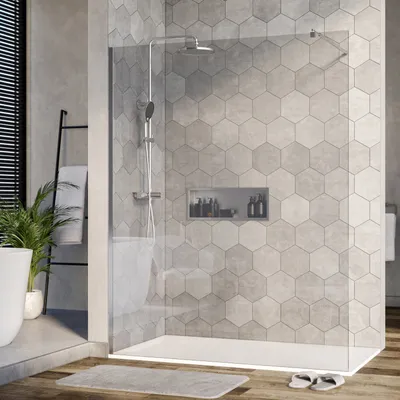 Produktbild von Duschabtrennung Walk-In Nano Echtglas EX101 - Klarglas - 10 mm - Wandprofil Chrom - Breite wählbar, Breite Walk-In:1500mm