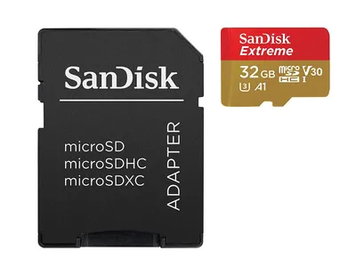 Zdjęcie produktu dla SanDisk Extreme microSDHC - Karta pamięci 32 GB A1 V30 UHS-I U3 100/60 MB/s z adapterem