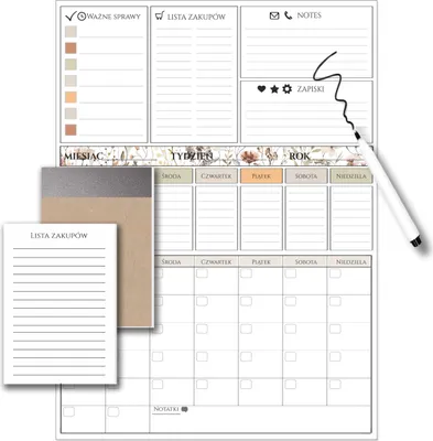 Image de Grand calendrier Planification Tableau magnétique pour frigo  Stylo + carnet