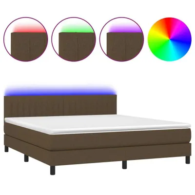 Produktbild von vidaXL Boxspringbett mit Matratze & LED Dunkelbraun 180x200 cm Stoff