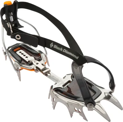 Steigeisen "Sabretooth Clip" von Black Diamond; aus Metall mit verstellbaren Riemen; für Eis- und Lawinenschutz.