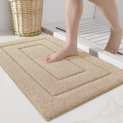Obrázek produktu pro protiskluzová podložka do vany 50 x 80 cm, měkké mikrovlákno, savá, lze prát v pračce, extra silná sprchová podložka do koupelny, béžová barva