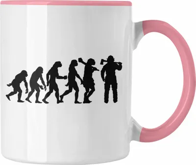Produktbild von Trendation - Feuerwehr Tasse Geschenk für Feuerwehrmann Geburtstag Männer Spruch Evolution (Rosa)