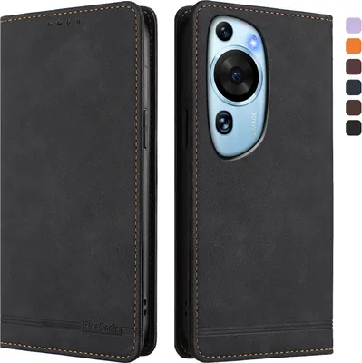 Immagine prodotto di Custodia per Huawei P60 Art, custodia retro in Finto cuoio con supporto e slot per carte Nero