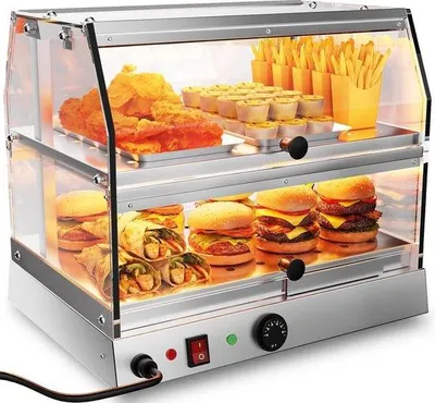 Image de Plaque chauffante professionnelle en acier inoxydable à 2 niveaux pour maintenir les pizzas au chaud
