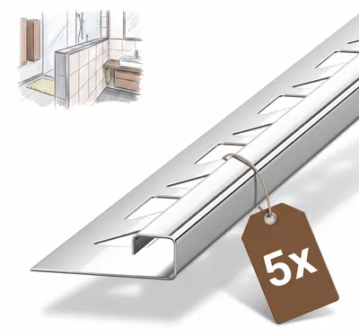Produktbild von Dalsys 5x Fliesenschiene Eckprofil 250cm x 8mm Edelstahl poliert