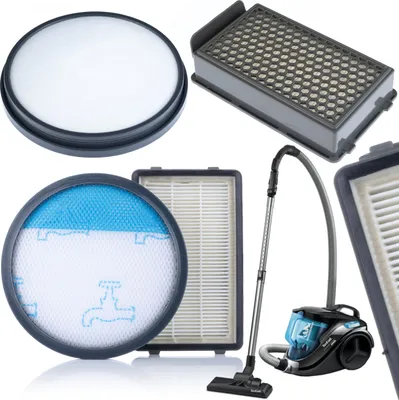 Image de Rosfix Lot de 4 Filtres pour Aspirateur – Compatibles avec les Modèles Rowenta/Tefal RO371/TW371 | 2 Filtres en Mousse Lavables, 2 Filtres HEPA