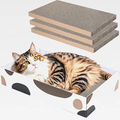 Produktbild von 3 Stücke Kratzbretter Katzen, Kratzpappe für Katzen, Katzenkratzbrett aus Pappe, Kratzkarton 43 * 26cm