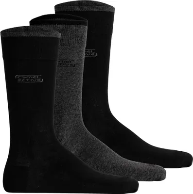 Produktbild von camel active Herren Socken, 3er Pack - Box, Basic Socken, Baumwolle Schwarz/Grau 39-42