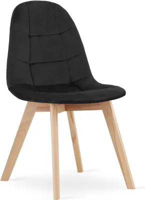 Image de Chaise de salle à manger Chaise de bureau Chaise de cuisine, chaise rembourrée, assise velours avec pieds en bois de hêtre, charge d'assise 120 kg, velours noir 1 chaise