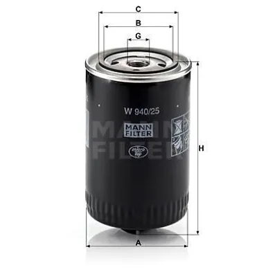 Obrázek produktu pro Olejový filtr MANN-FILTER W 940/25