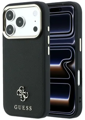 Produktbild von Handyhülle Guess Saffiano Small 4G Classic Logo für iPhone 18 Pro Max / 17 Pro Max mit MagSafe, Schwarz