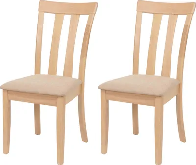 Produktbild von 2er-Set Esszimmerstuhl HWC-G46, Küchenstuhl Stuhl, Stoff/Textil Massiv-Holz  naturfarbenes Gestell, beige