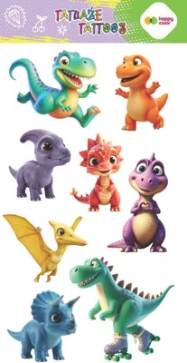 Produktbild von Dino abwaschbare Tattoos 10x20 cm Happy Color