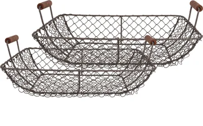 Obrázek produktu pro Clayre & Eef úložný koš set 2 40x34x14 / 36x30x13 cm hnědý kovový
