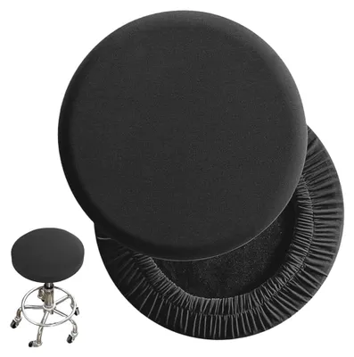 Produktbild von 2-teiliges Set Hockerbezüge für Barhocker und Drehstühle (Durchmesser 25–35 cm) (schwarz)