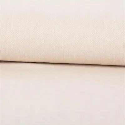 Produktbild von Leinenstoff Meterware Baumwollstoff Chambray Fischgrät Beige 1,38m