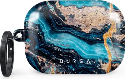 Produktbild von Schutzhülle für AirPods Pro 2, Burga Mystic River, Blau-goldener Marmor