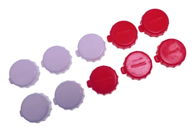 Produktbild von Fackelmann Flaschenverschluss, Kronkorken zum Verschließen von Flaschen, Wiederverschluss aus Kunststoff (Farbe: Rot & Weiß), Menge: 1 x 10 Stück
