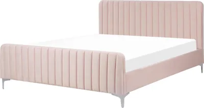 Produktbild von BELIANI Polsterbett Rosa Samtstoff mit Lattenrost 160 x 200 cm Hohes Gestepptes Kopf- und Fußteil Modern Glamourös Doppelbett Schlafzimmer Ausstattung