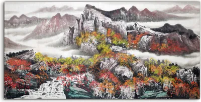 Produktbild von Coloray Spritzschutz aus Glas 100x50  Wandkunst Küchenrückwand Foto Bild Malerei Berg Landschaft Baum