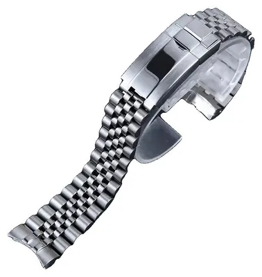 Zdjęcie produktu dla Bransoleta do zegarka, stal nierdzewna, bezpieczne zapięcie, srebrna, 20 mm