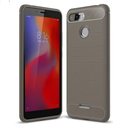 Produktbild von Xiaomi Redmi 6 Hülle Silikon Grau Carbon Optik Case TPU Handyhülle Bumper