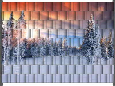 Produktbild von Wallario Zaunsichtschutz mit Motiv Sonnenaufgang  über  einen  Winterwald für Ein- und Doppelstabmatten Zäune in der Größe 250 x 180 cm