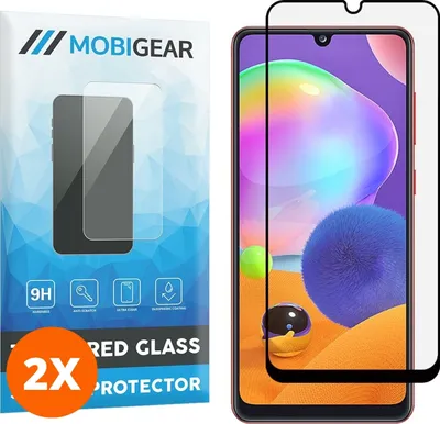Produktbild von Mobigear Premium 4.99 Samsung Galaxy A31 Panzerglas Gehärtetes Glas Displayschutz - Hüllenfreundlich - Schwarz (2er Pack)
