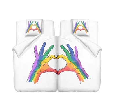Produktbild von 3D Paar Bettwäsche 135x200 4teilig Liebe Bettbezug-Set + Kissenbezug 80x80 cm Herz Partner Wendebettwäsche Regenbogen Weiss Bunte mit Reißveschluss…