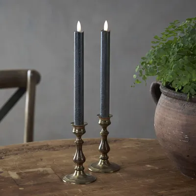 Zdjęcie produktu dla Zestaw 2x świeca Led woskowa obiadowa FLAMME czarna 25cm
