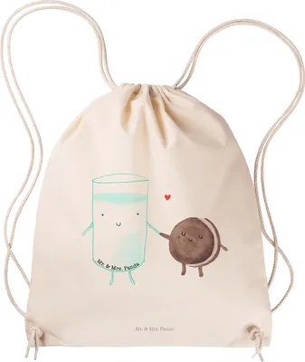Produktbild von Mr. & Mrs. Panda Drawstring Bag Milch Keks - Transparent - Geschenk, gym tasche, Cookie, Kaffee, wander rucksack, Kleiner, Kekse, Milk, Jutebeutel, Beutel