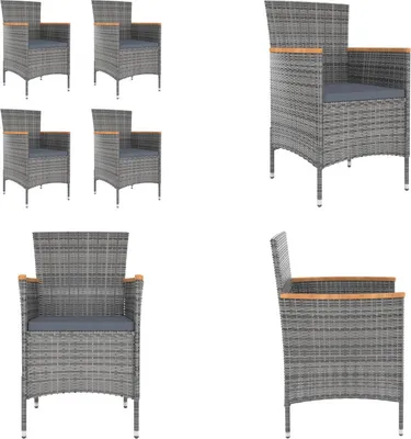 Produktbild von vidaXL Garten Essstühle 4 Stk. Poly Rattan Grau - Garten-Essstuhl - Garten-Essstühle - Gartenstuhl - Essstuhl
