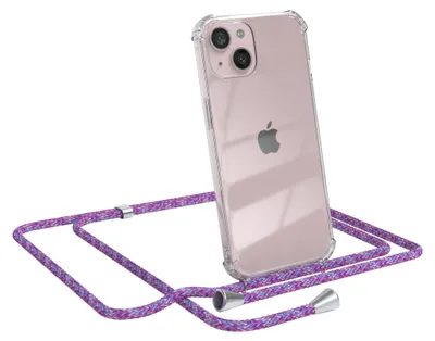 Produktbild von EAZY CASE Handykette kompatibel mit Apple iPhone 13, Handyhülle mit Umhängeband, Handykordel, Schutzhülle Clear, Band in Bunt
