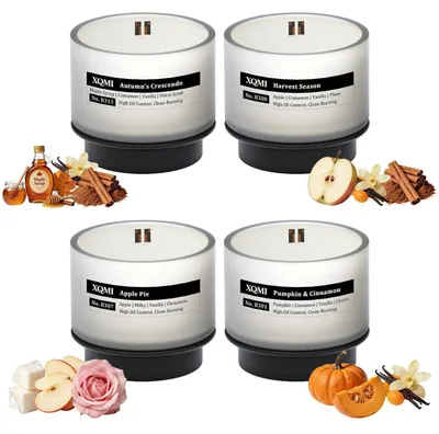 Immagine prodotto di Set di 4 ricariche per candele profumate, cera di soia, 4,25 once (circa 120 grammi), durata di circa 35 ore. Profumi: zucca, cannella, torta di mele