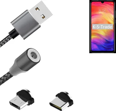 Produktbild von K-S-Trade Hochwertiges Magnet-Lade-kabel Sync-Kabel Daten-Kabel für Xiaomi Redmi Note 7 Global mit USB-Typ-C-Anschluss und Micro-USB-Anschluss 2A bis