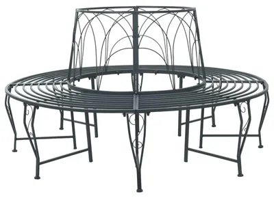 Obrázek produktu pro vidaXL Lavice ve tvaru stromu, 8 míst k sezení, Ø 160 x 89 cm, ocel, stříbrná, šedá, kulatá