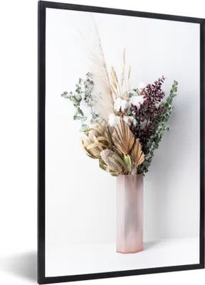 Produktbild von MuchoWow® Gerahmtes Poster Blätter - Blumen - Stillleben 60x90 cm - Poster mit Schwarzem Bilderrahmen Wandposter Rahmen Foto Bilder - Kunst