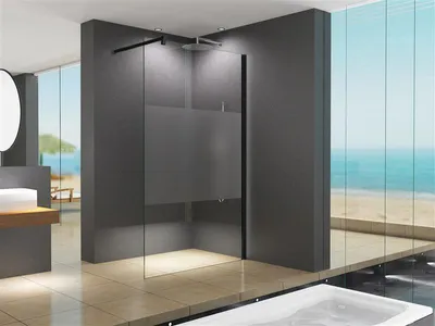 Produktbild von BuyLando LiLy 140x200 cm Walk in Duschwand Duschabtrennung Satiniert Mitte Schwarz