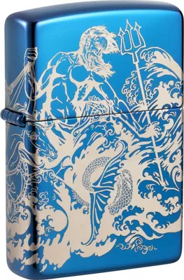 Produktbild von Zippo Feuerzeug High Polished Blue gelasert Atlantis Design 60006844