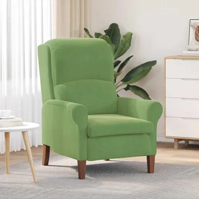 Immagine prodotto di Poltrona imbottita verde scuro in velluto, dimensioni 76 x 94 x 102 cm, con gambe in legno, ideale per il soggiorno, la lettura e il relax
