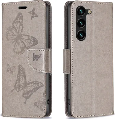 Produktbild von Mobigear Butterfly  Samsung Galaxy S24 Plus Hülle Klapphülle Geldbörse - Grau