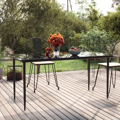 Produktbild von ZMH Garten-Esstisch Schwarz 160x80x74 cm Stahl und Hartglas